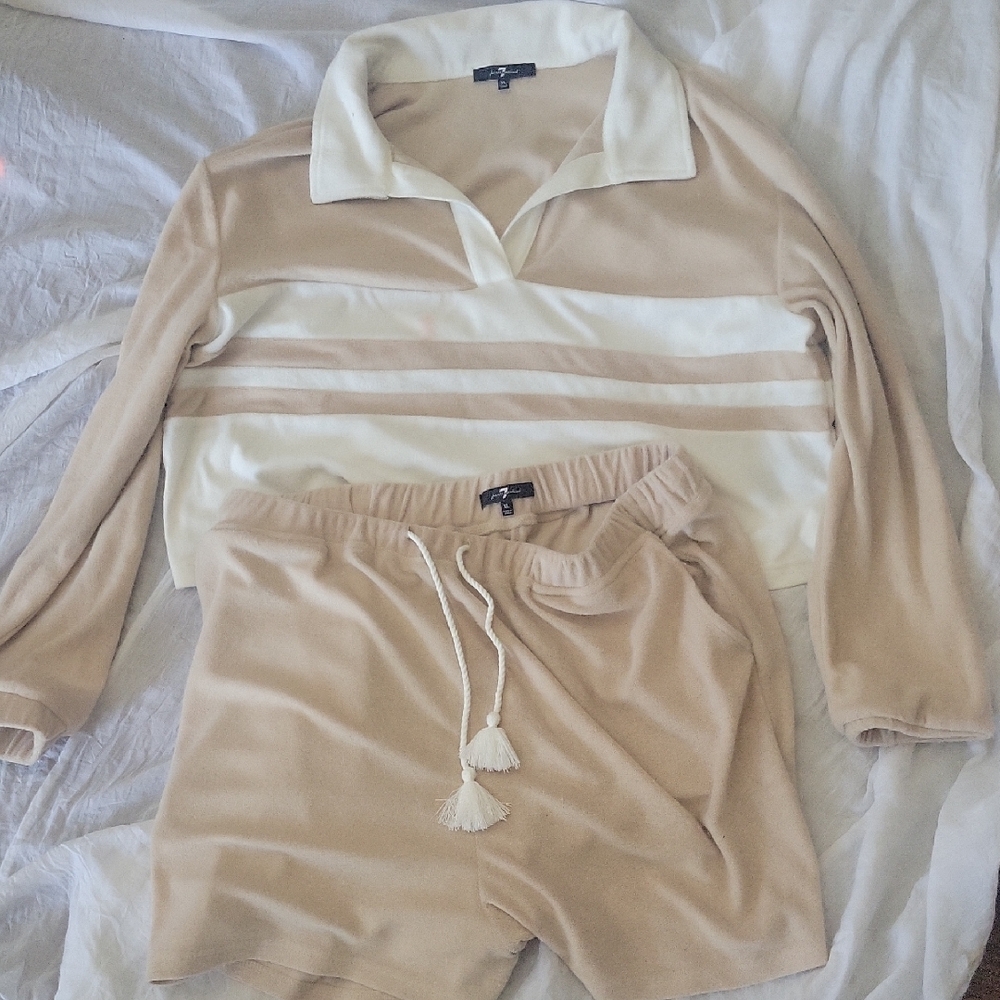 7 For All Mankind Women's XL Lounge Set, Top and Shorts